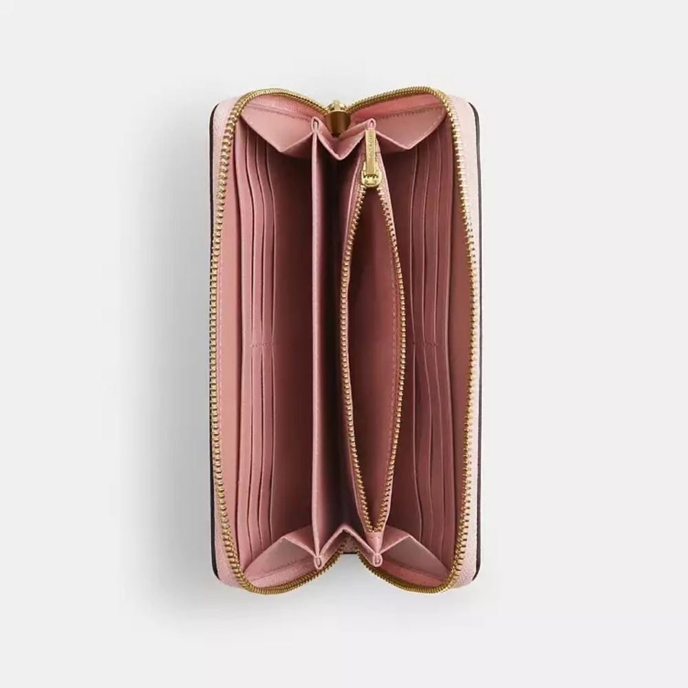 Coach Long Zip Around Wallet In Signature Canvas (Powder pink) - Picture 7 of 8